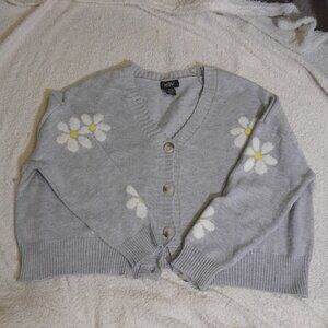 Gray Daisy Knit Sweater